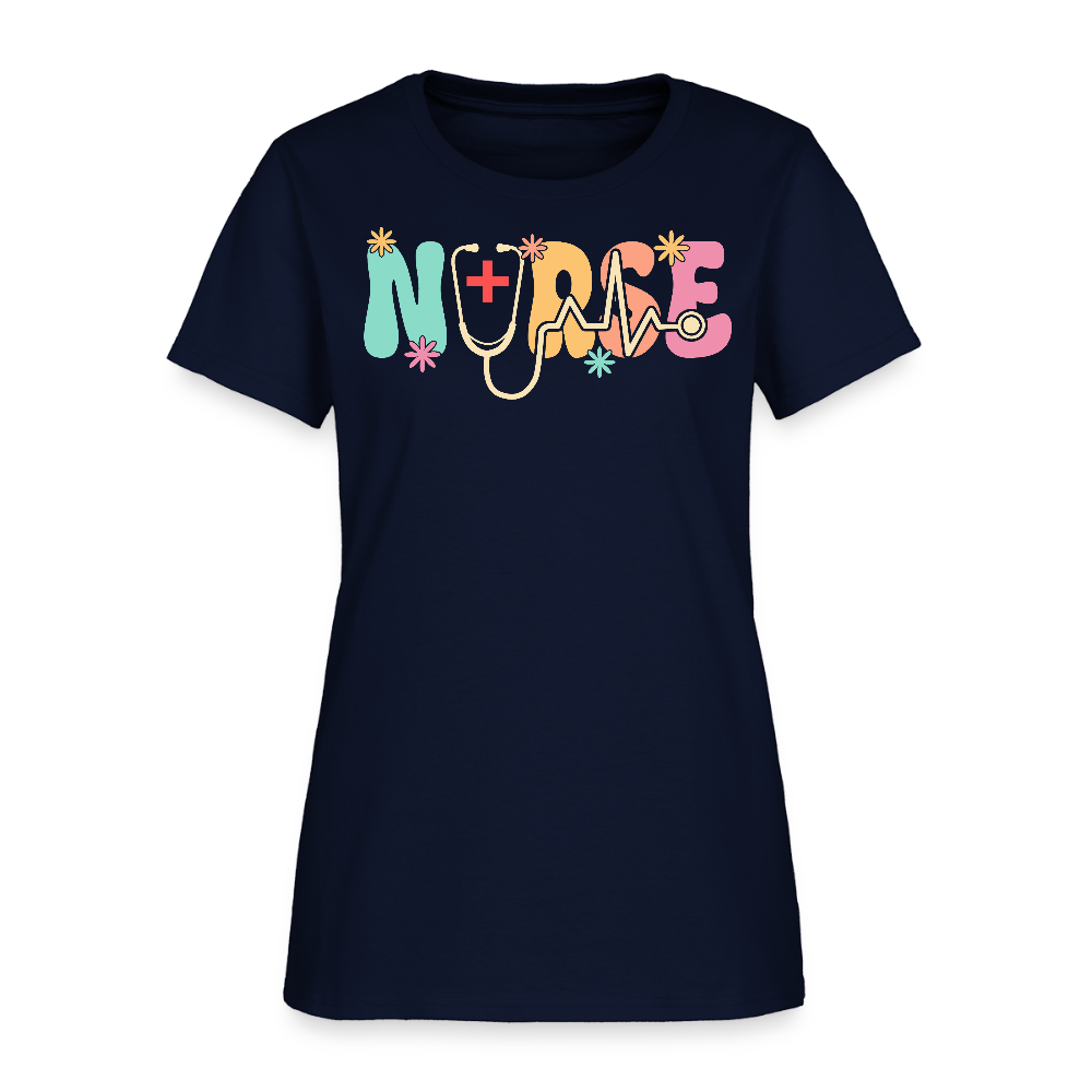 Cute Retro Nurse Women's T-Shirt - navy