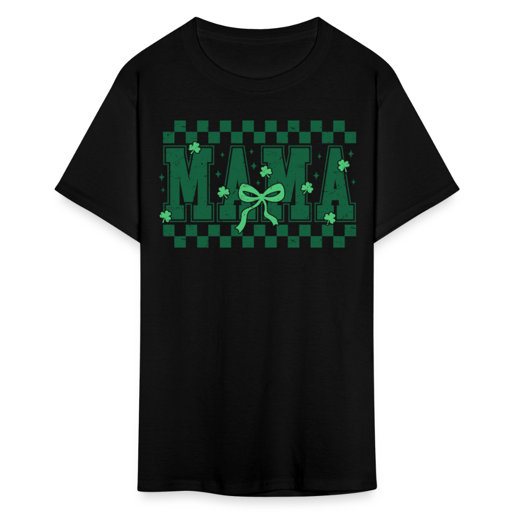 Distressed Lucky Mama Clover St. Patrick's Day Gift Tee - black