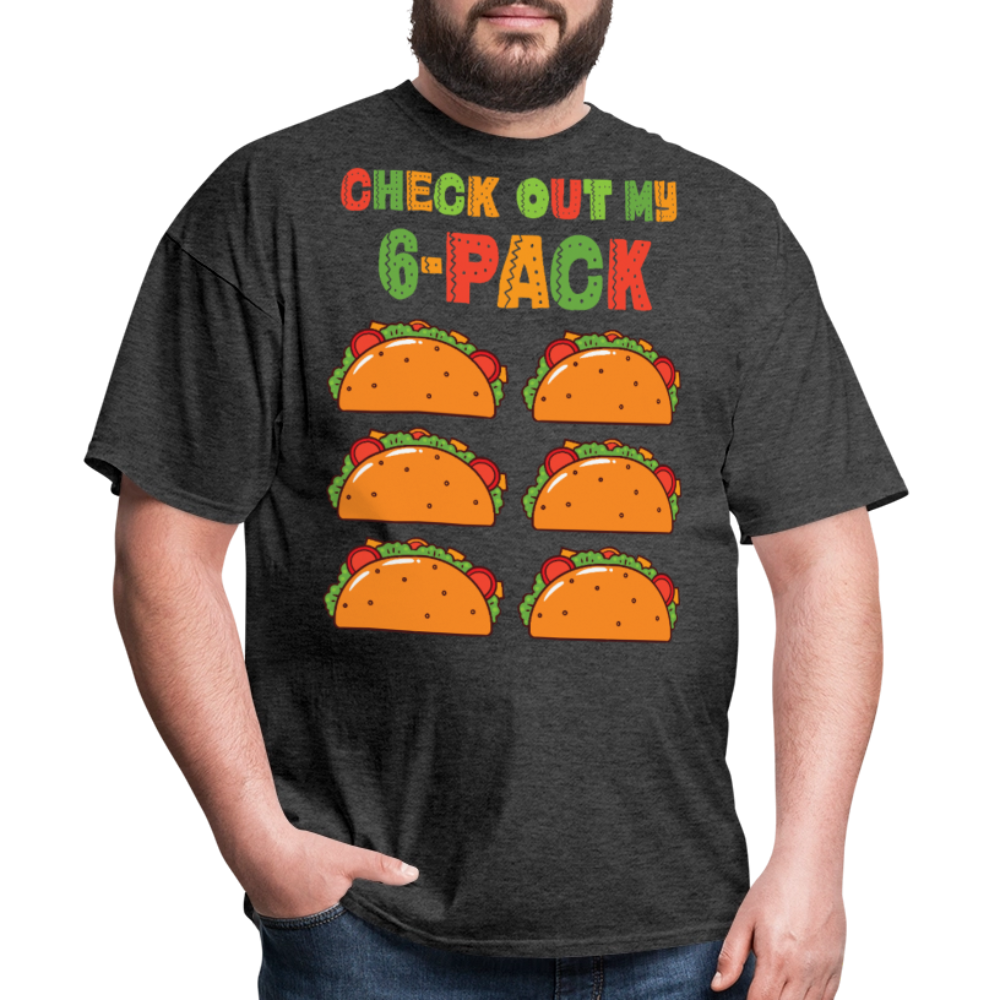 Taco Tuesday Lover Graphic Tee Check Out My 6-pack Taco T-shirt - heather black