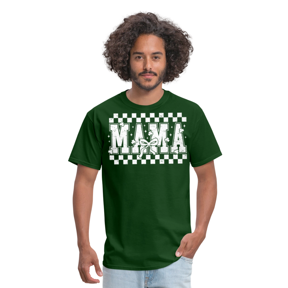 Distressed Mama Clover St. Patrick's Day Gift Tee - forest green