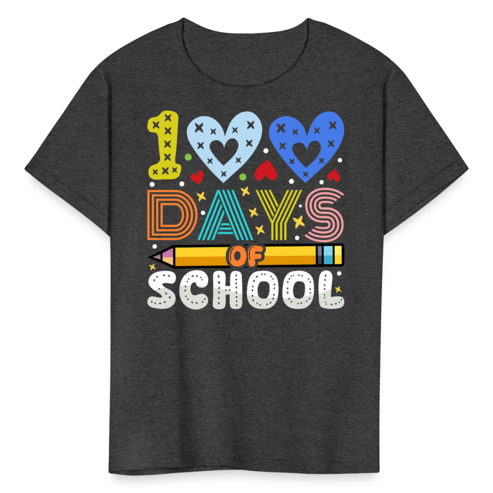 Kindergarten 100 Days Of School Shirt Students Appreciation Gifts T-Shirt - heather black