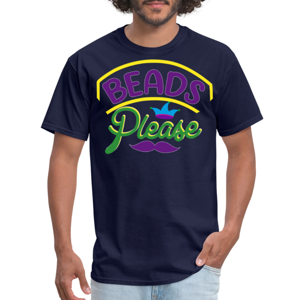 Beads Please Mardi Gras Novelty T-shirt - navy