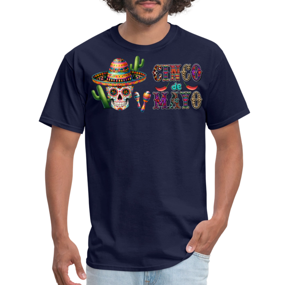 Cinco de Mayo Party Outfit Mexican Sugar Skull T-shirt - navy