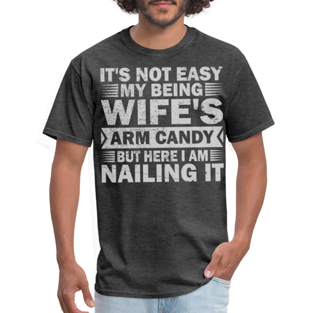 Arm Candy Husband Shirt Gifts for Husbands Funny Relationship T-Shirt - heather black