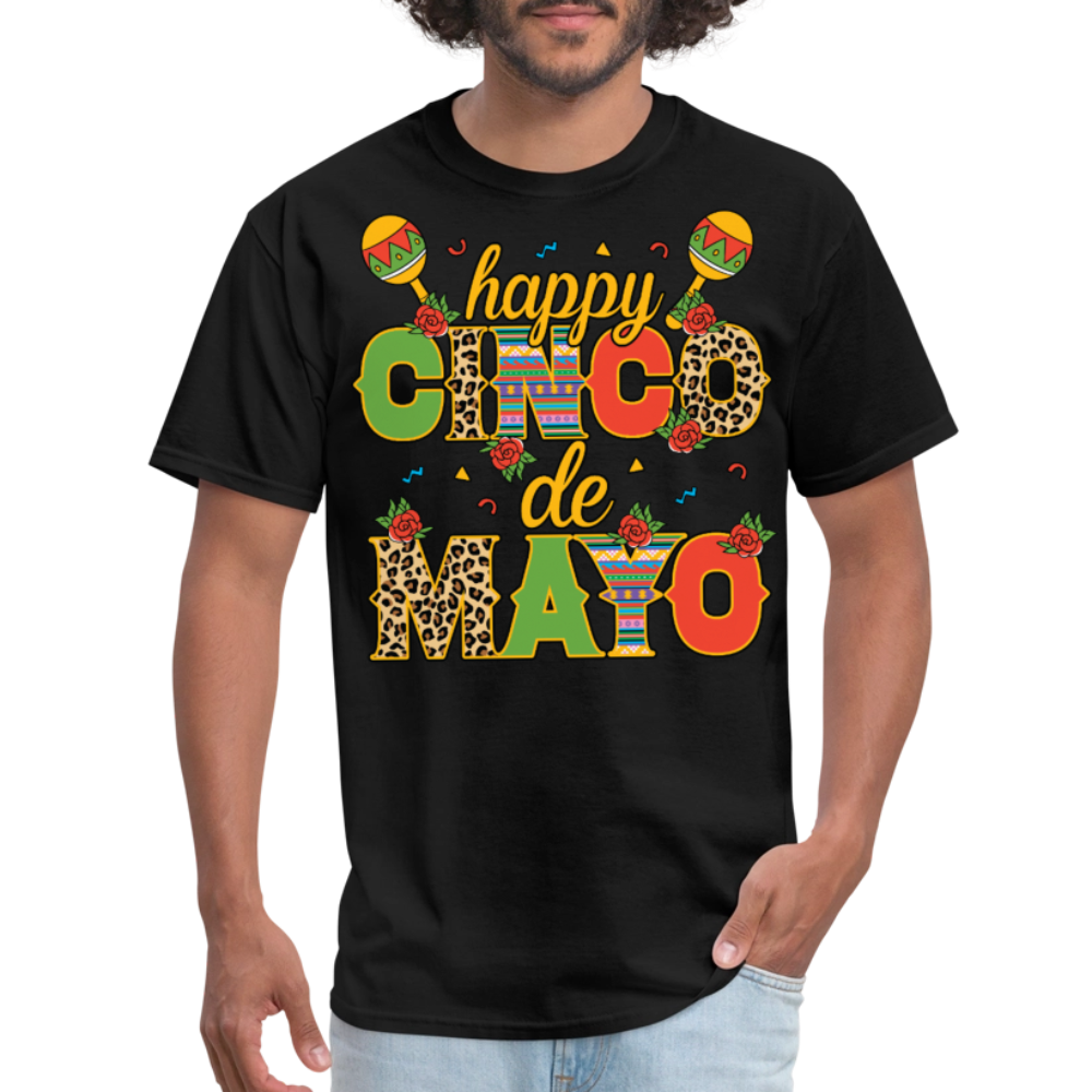 Leopard Print Cinco de Mayo Celebration T-shirt - black