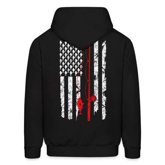 USA Flag Patriotic Fishing Gear For Men Hoodie - black
