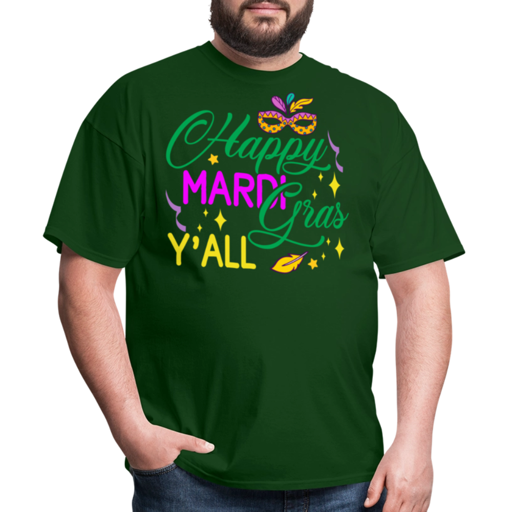 Louisiana Carnival Celebration Tee Happy Mardi Gras Y'all T-shirt - forest green