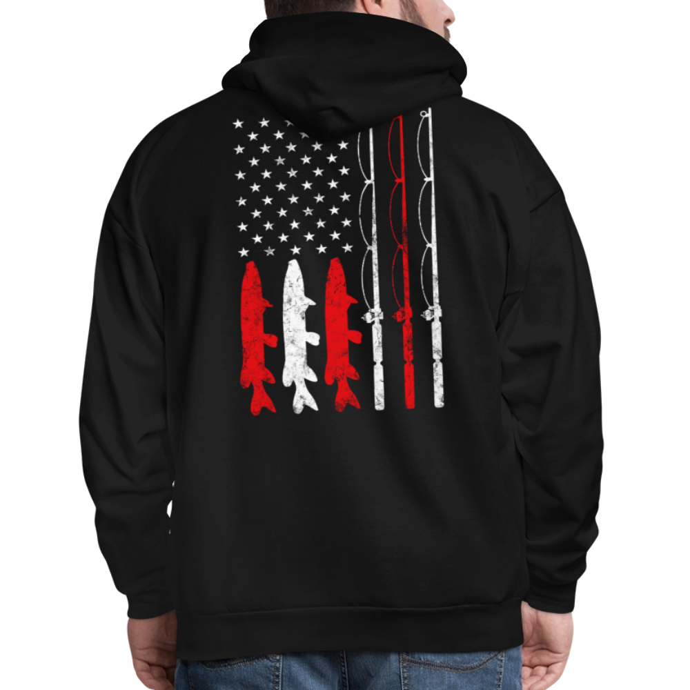 Musky Fishing American Flag Patriotic Fishing Hoodie - black