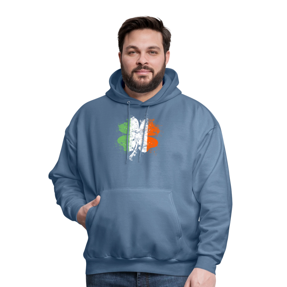 Irish Distressed Shamrock ST Patrick's Day Men's Hoodie - denim blue