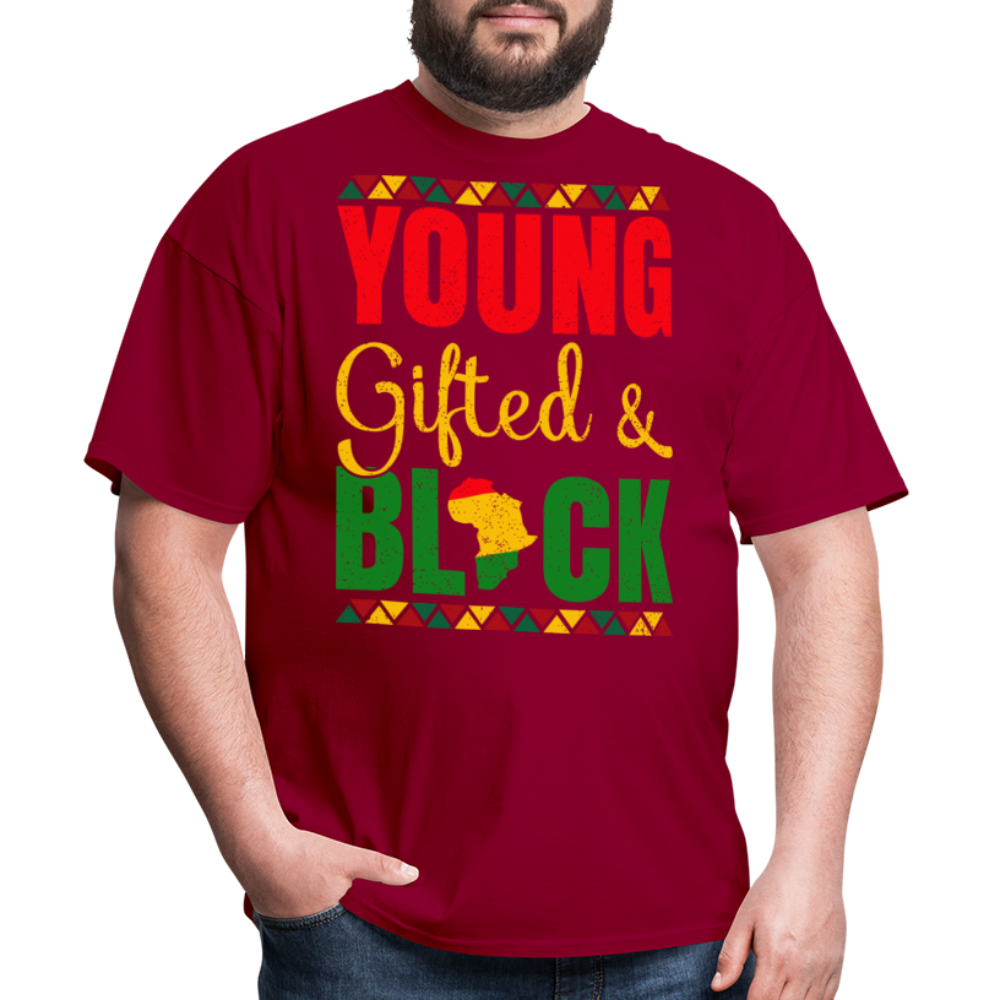 African Heritage Tee Young Gifted and Black T-Shirt - dark red