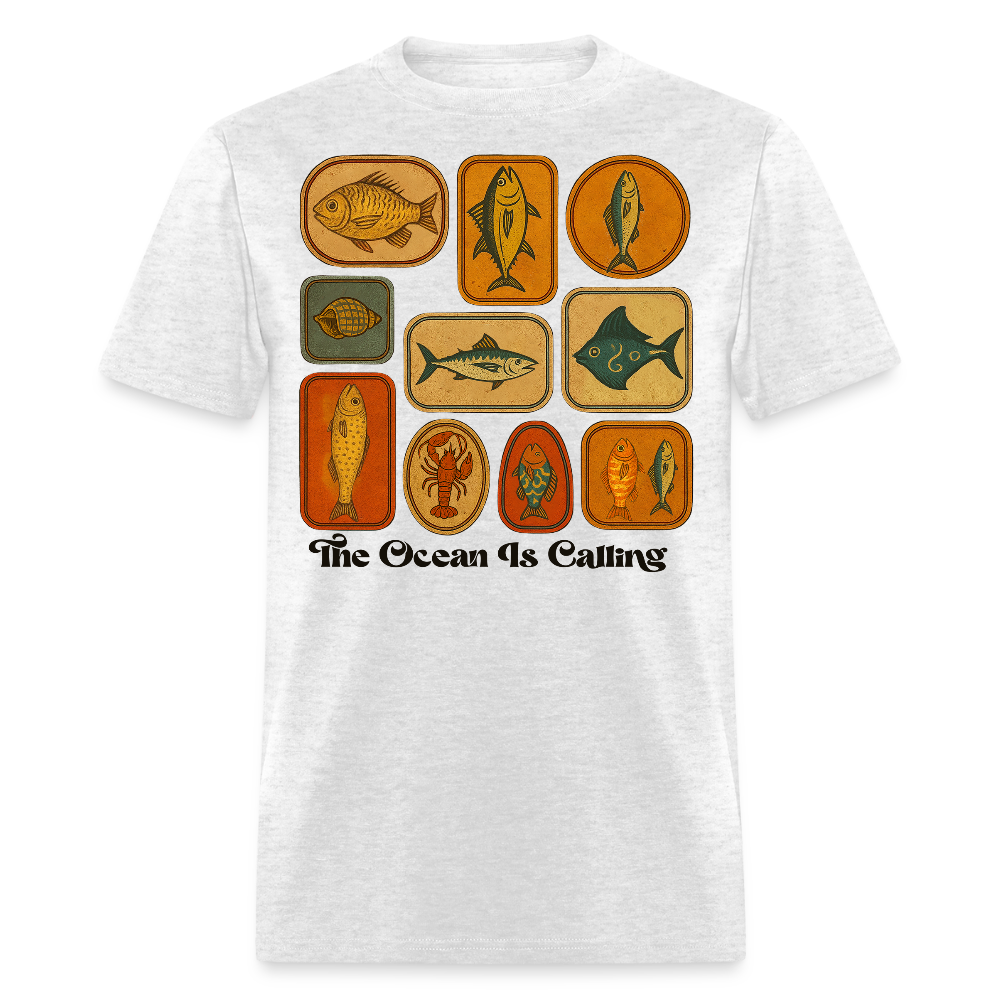 The Ocean Is Calling Retro Marine Life T-shirt - light heather gray