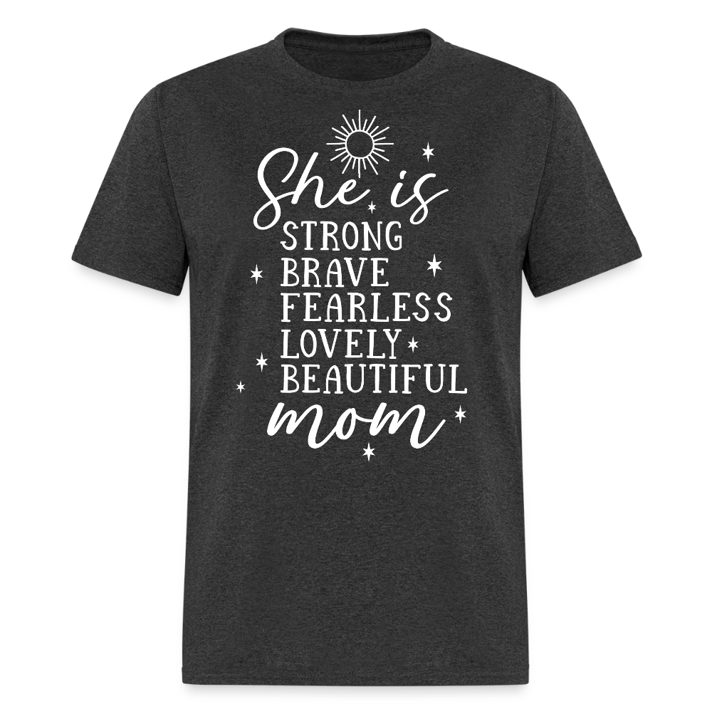 Fearless Mom Graphic Tee Strong Mom T-shirt - heather black