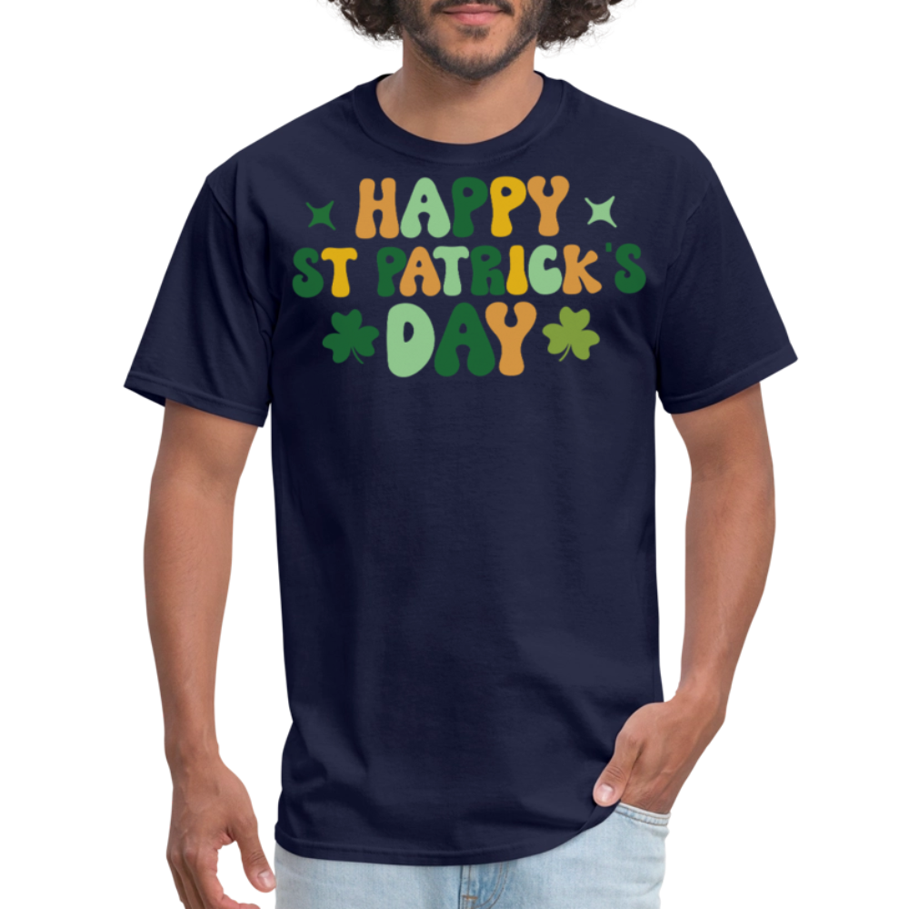 Retro Happy St Patrick’s Day Shamrock T-shirt - navy