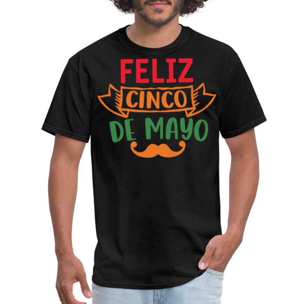 Mexican-themed Graphic Tees Feliz Cinco De Mayo T-shirt - black