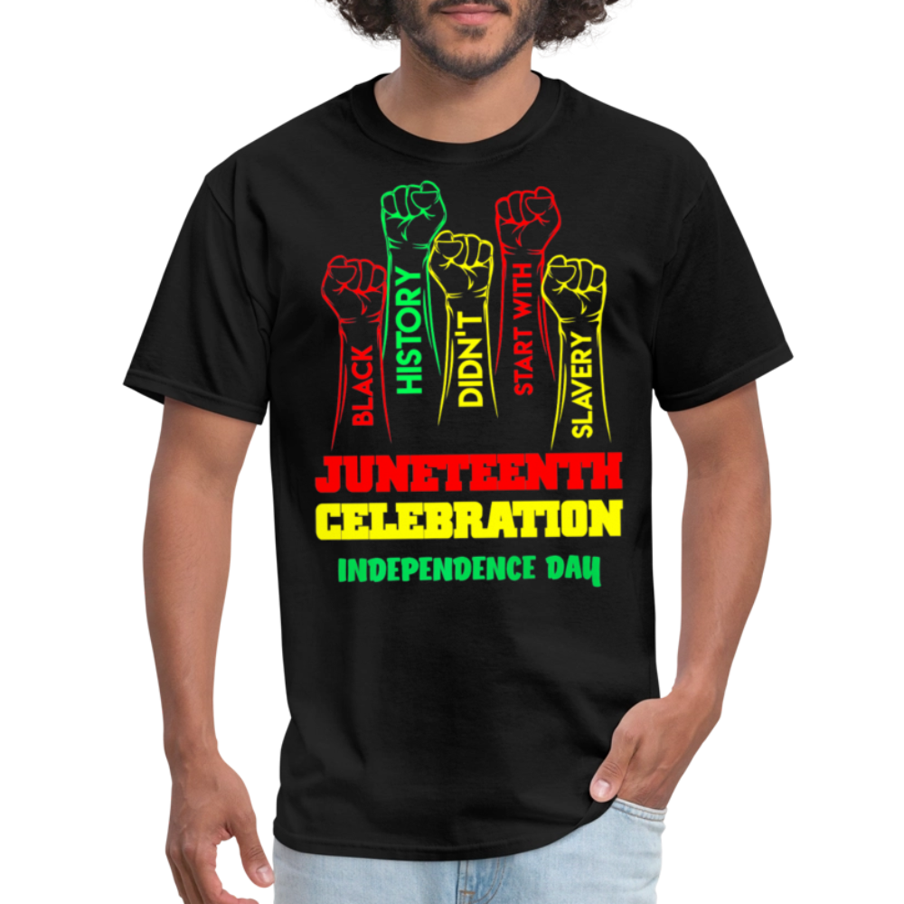 Black Empowerment Shirt With Raised Fist Juneteenth Freedom T-Shirt - black