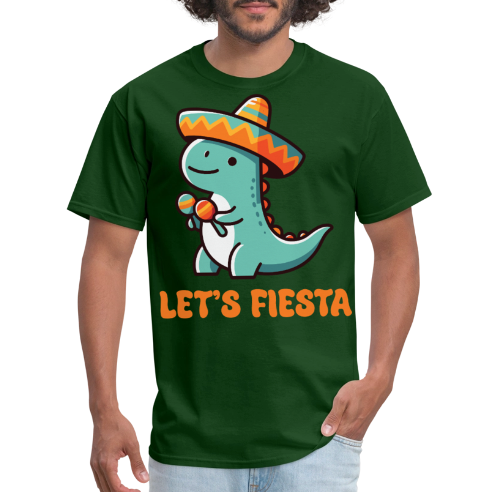 Cute Dinosaur Fiesta Tee For Party Lovers Let's Fiesta T-shirt - forest green