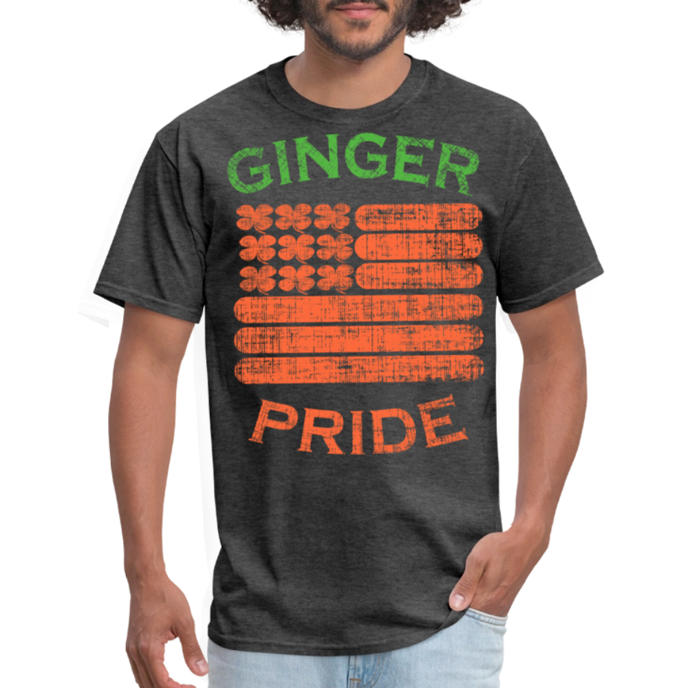 Ginger Pride American Flag Funny St Patrick’s Day  T-shirt - heather black