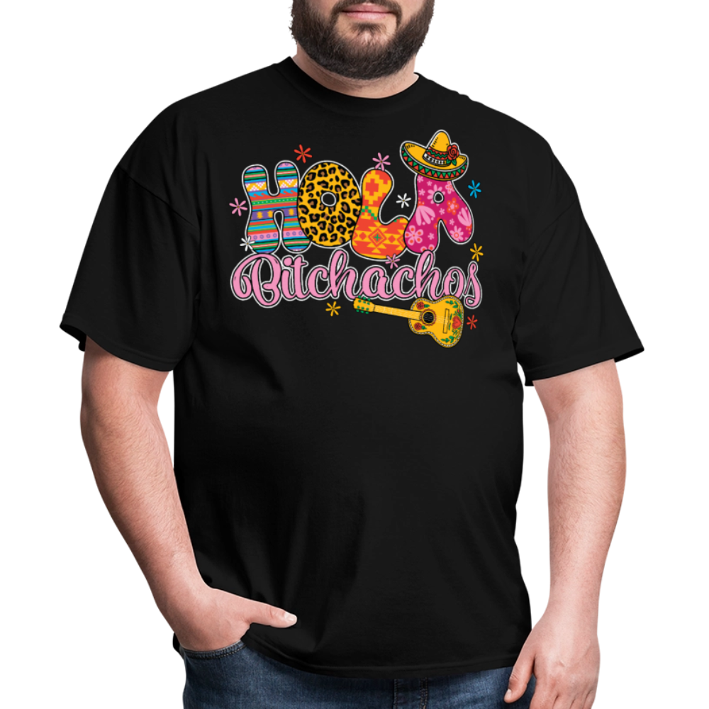 Hola Bitchachos Mexican Party Shirt Cinco de Mayo Funny Graphic T-shirt - black