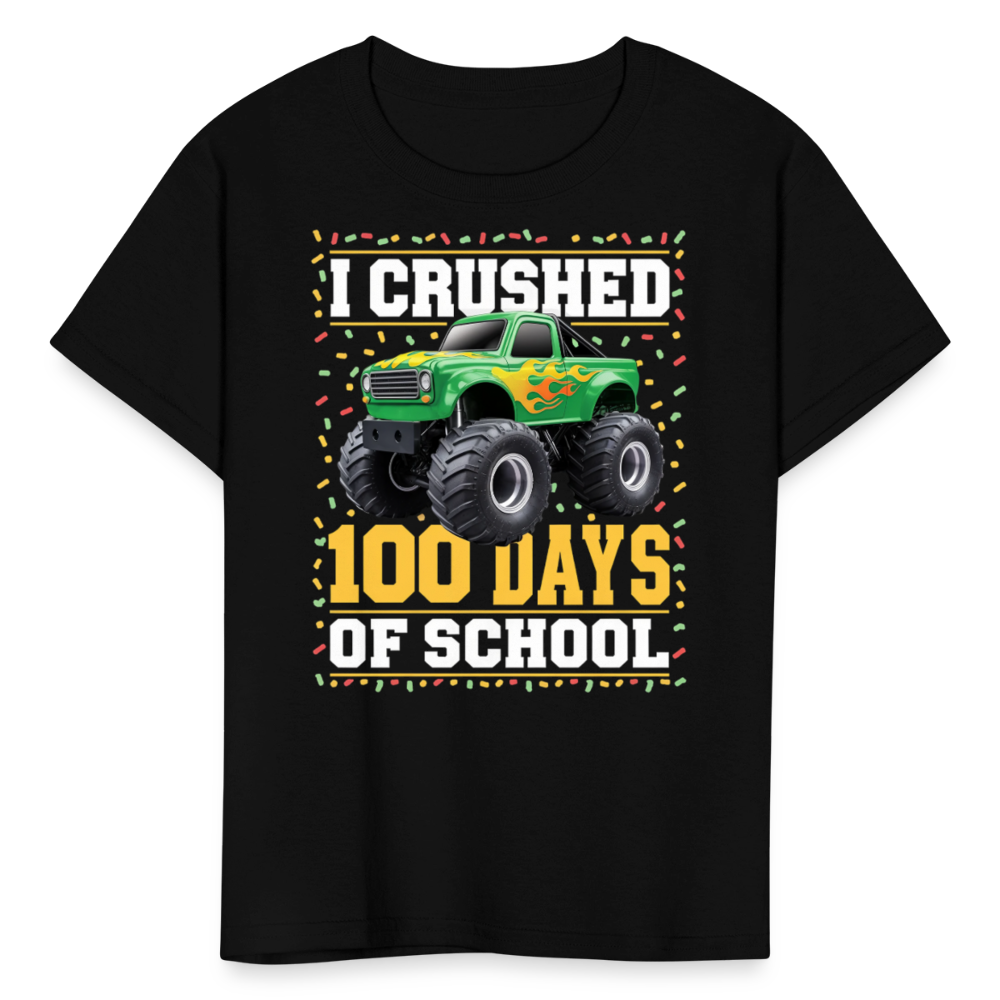 100 Days Of School Monster Truck Tee Kids 100th Day Of School T-shirt - black