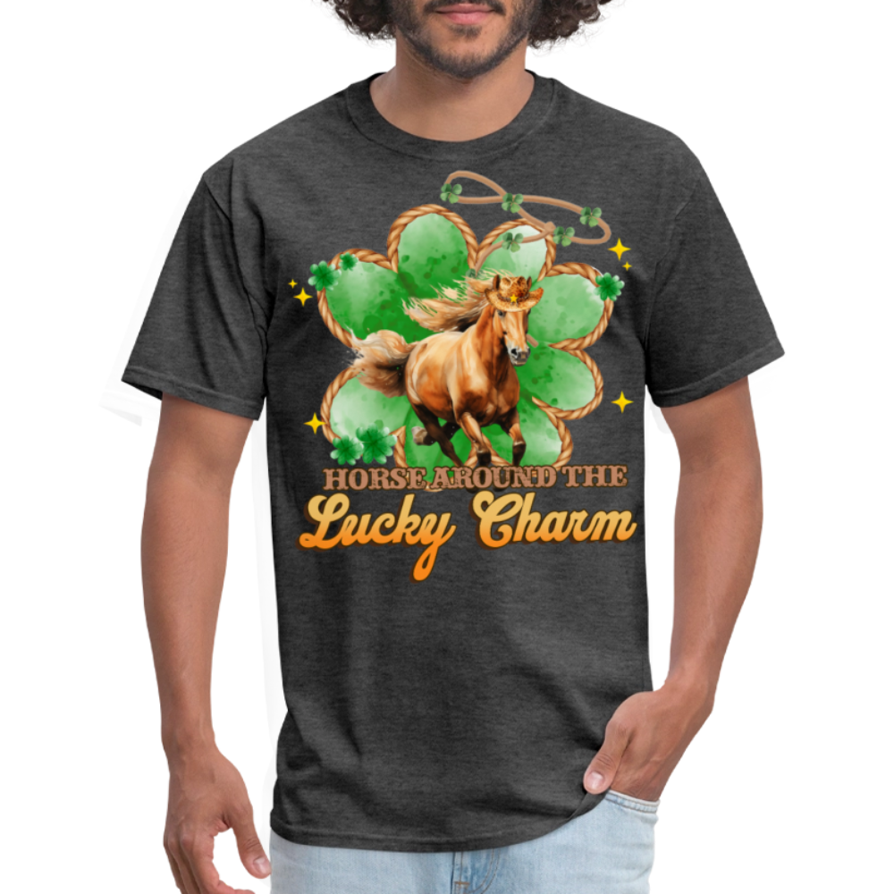 Lucky Charm St Patrick’s Day Horse Lover T-shirt - heather black