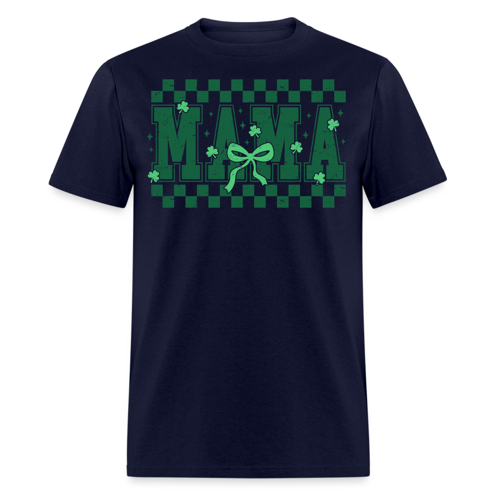 Distressed Lucky Mama Clover St. Patrick's Day Gift Tee - navy