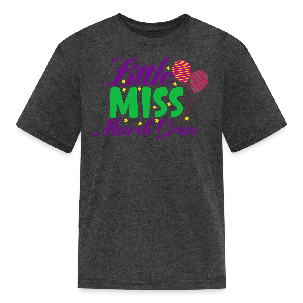 Kids' Mardi Gras Party Tee Little Miss Mardi Gras T-shirt - heather black