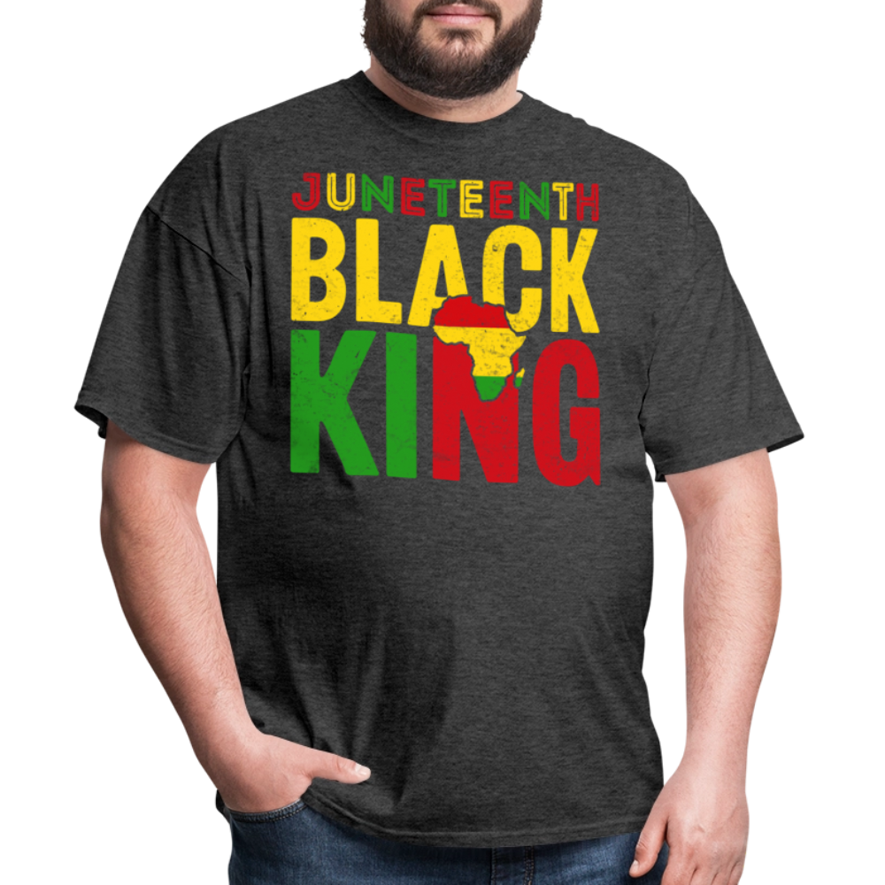 Black King African Heritage Tee Juneteenth Black King T-shirt - heather black