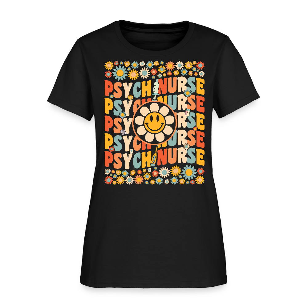Retro Psych Nurse Tee Groovy Mental Health T-Shirt - black