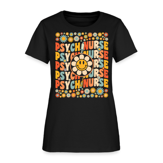 Retro Psych Nurse Tee Groovy Mental Health T-Shirt - black