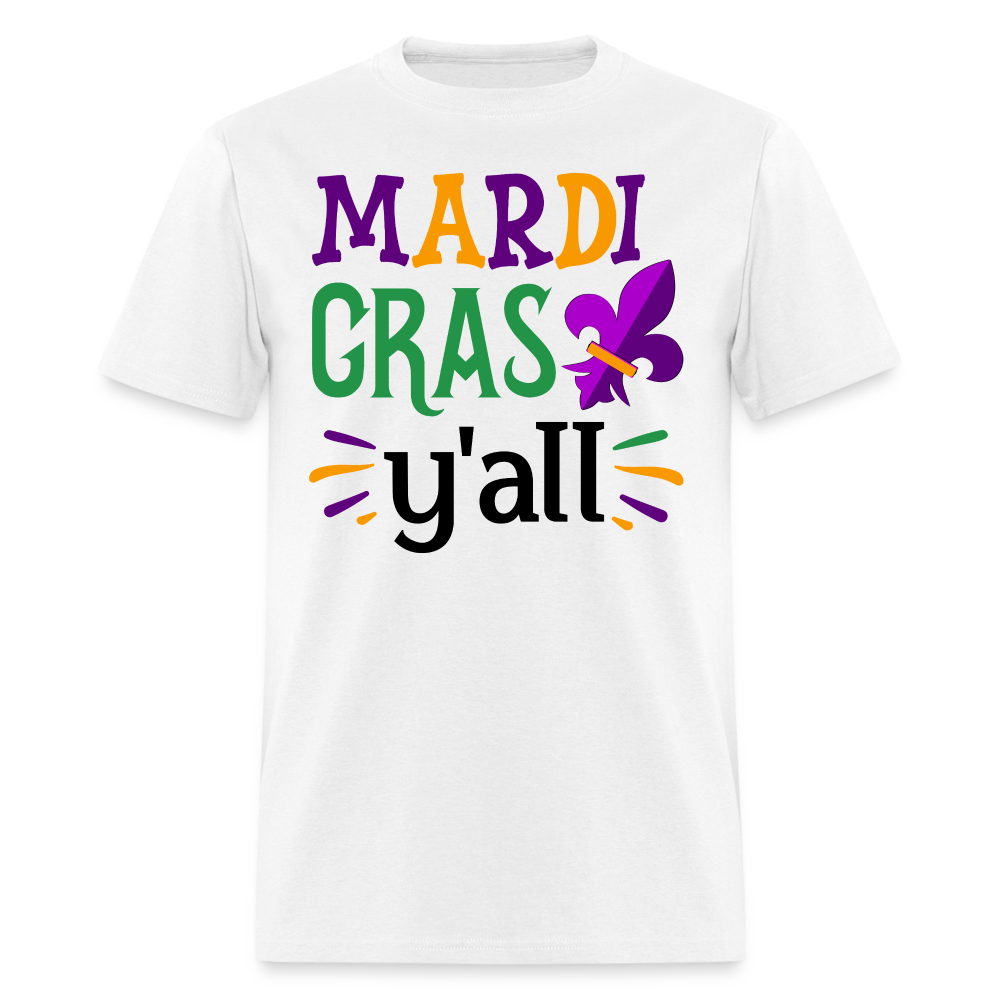 New Orleans Party Shirts Mardi Gras Y’all T-shirt for Fat Tuesday - white