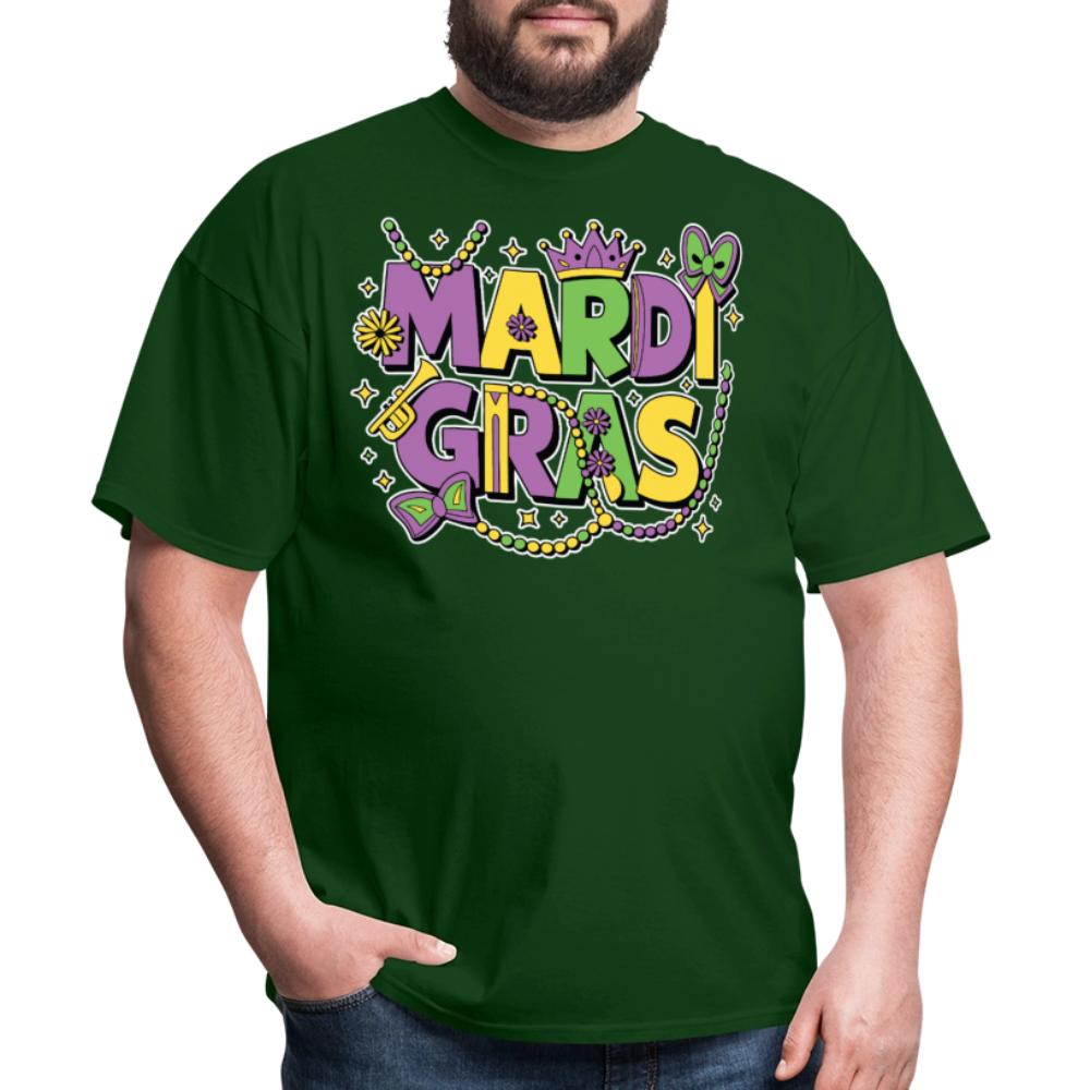 Funny and festive Mardi Gras shirts Mardi Gras Crown T-shirt - forest green