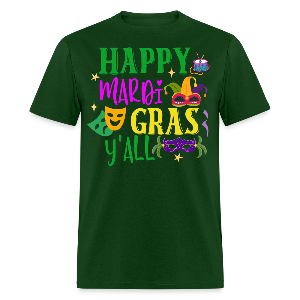 Funny Mardi Gras Y'all Graphic Unisex Classic T-shirt - forest green