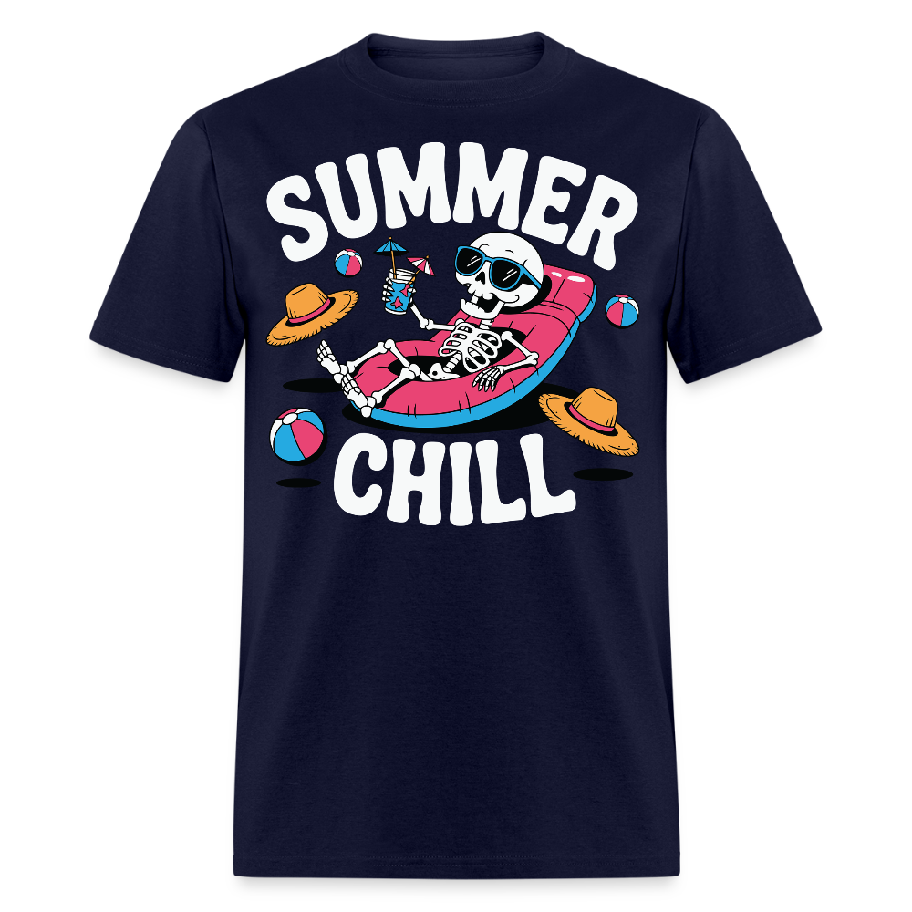 Funny Skeleton Quirky Beach Vacation T-shirt - navy