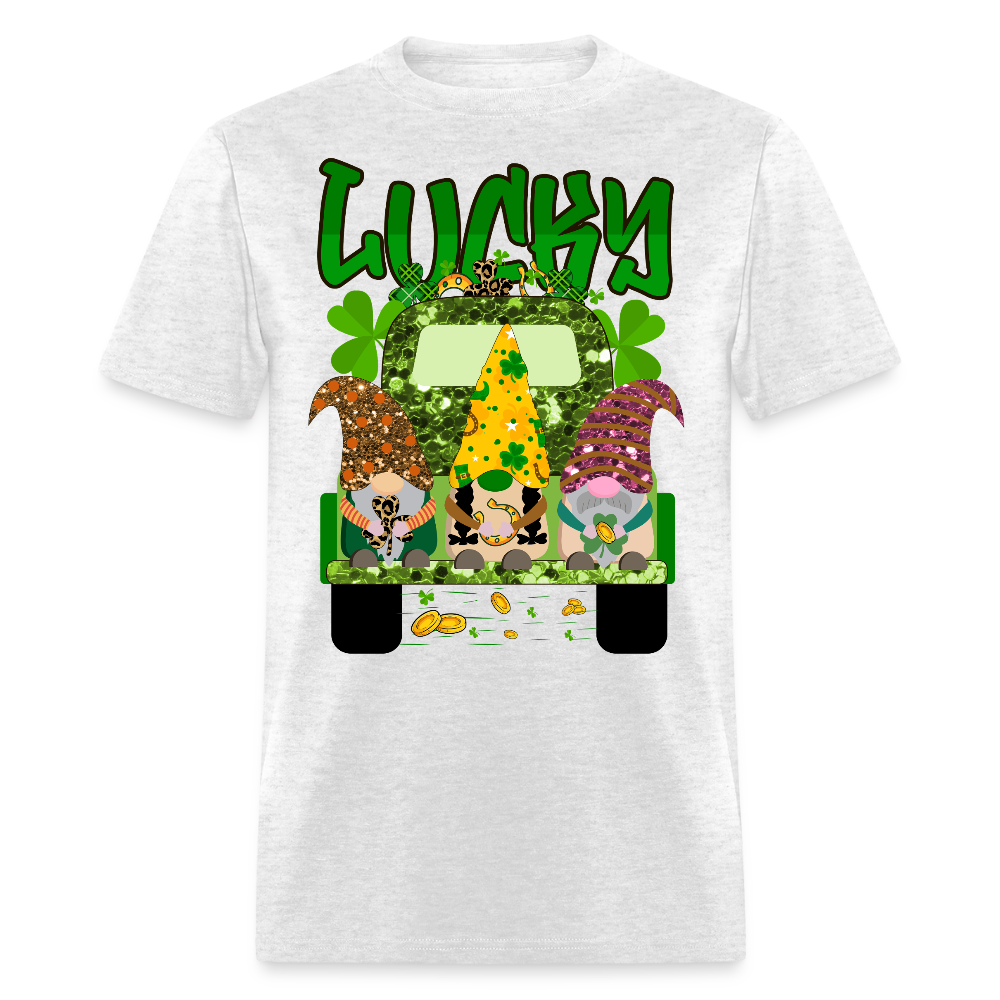 Cute Lucky Truck Gnome St Paddy’s Day T-shirt - light heather gray