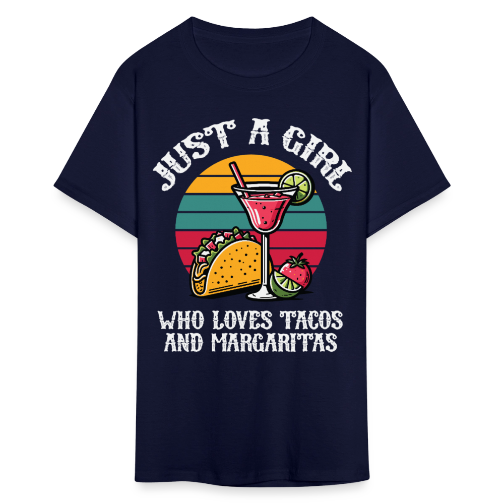 Just A Girl Who Loves Tacos And Margaritas Tee Funny Mexican Food T-shirt - navy