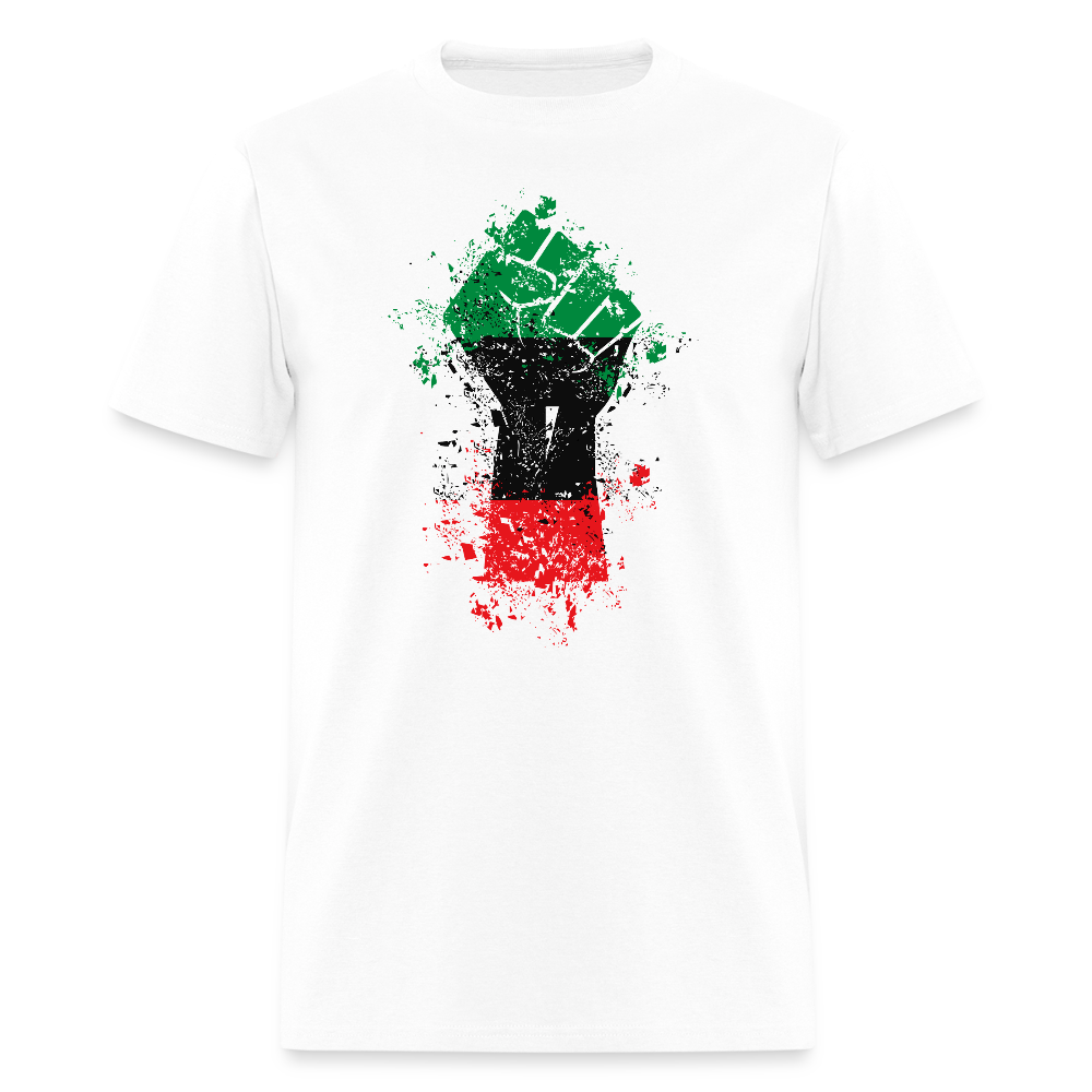 Red Black Green Flag African Pride Raised Fist T-Shirt - white