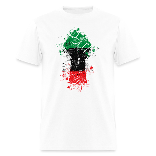 Red Black Green Flag African Pride Raised Fist T-Shirt - white