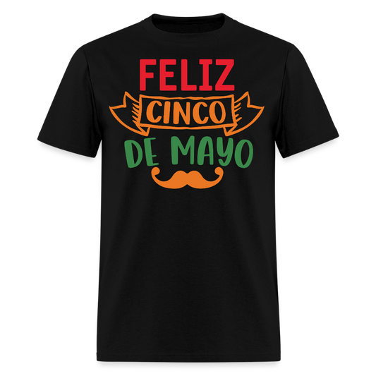 Mexican-themed Graphic Tees Feliz Cinco De Mayo T-shirt - black