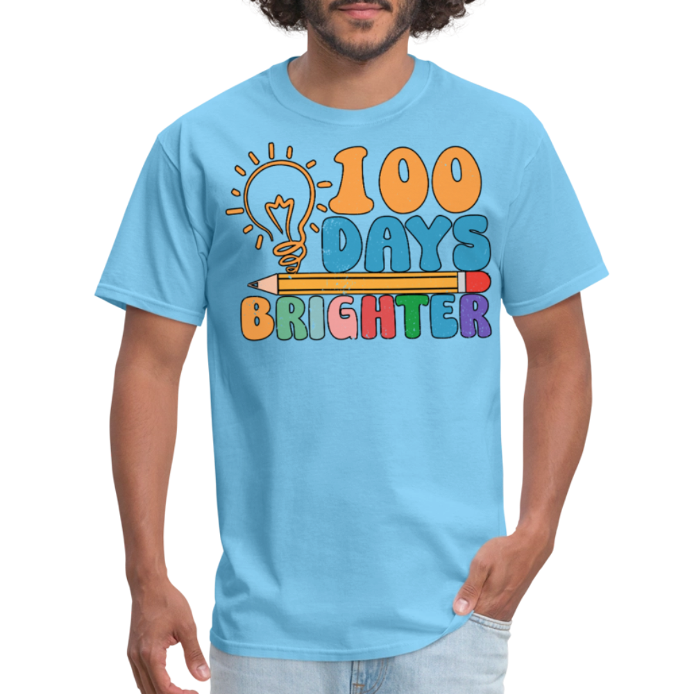 100 Days Brighter Shirt for Teachers Fun School Milestone T-Shirt - aquatic blue