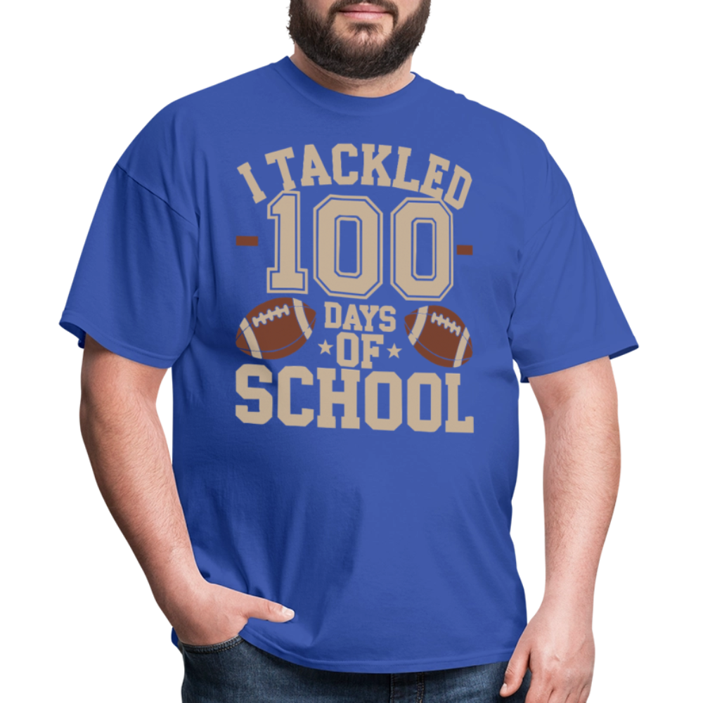 100 Days Of School Tee For Teachers Funny Football Themed School T-shirt - royal blue