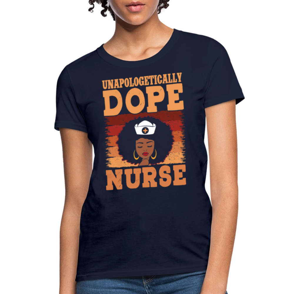 Unapologetically Dope Nurse Afro Pride T-Shirt - navy
