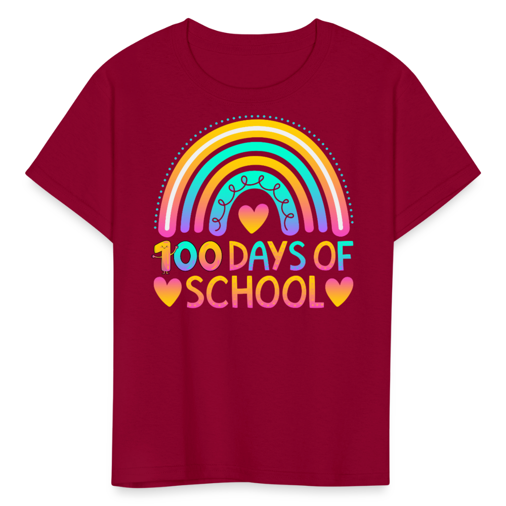 Rainbow 100 Days of School Kids' T-Shirt - dark red