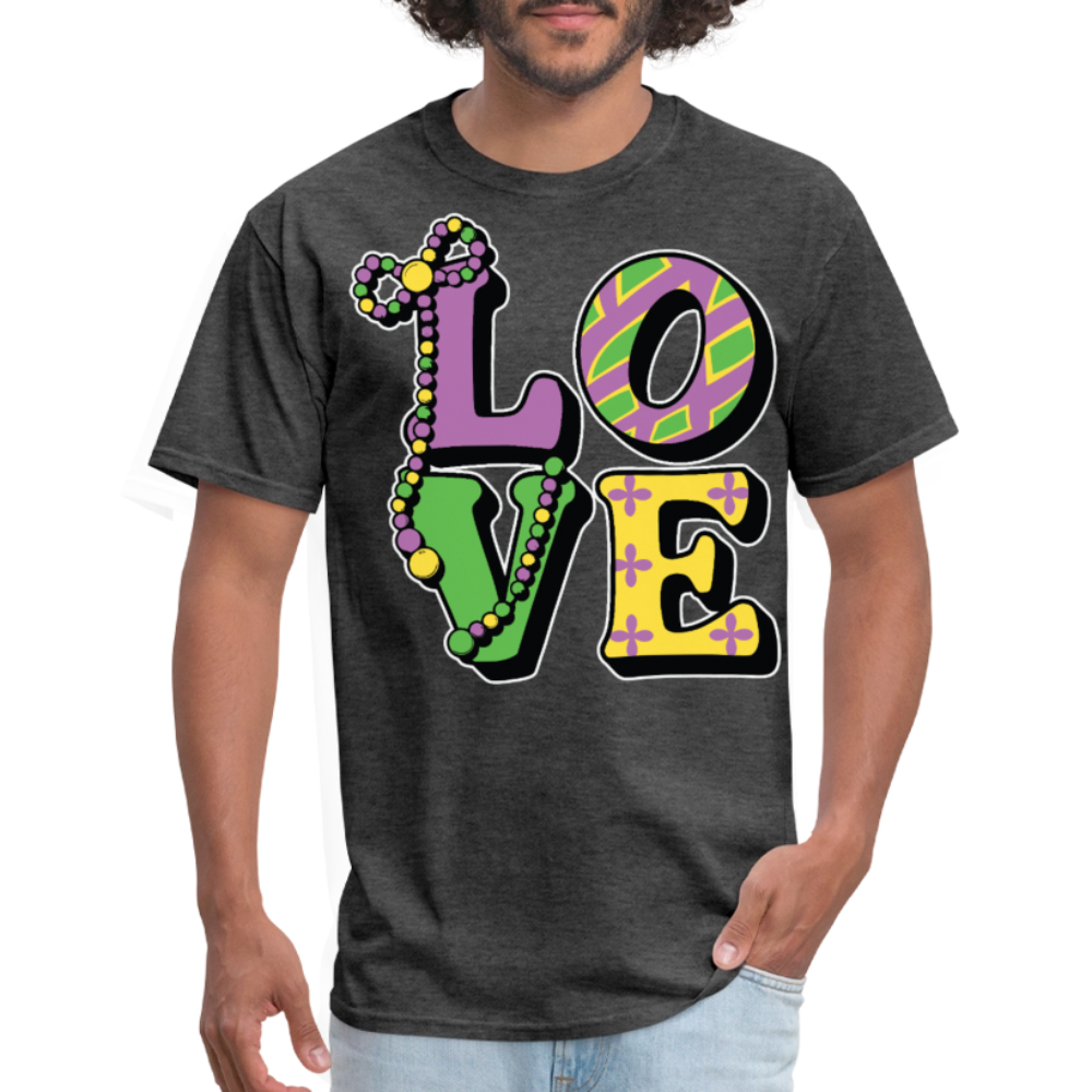 Mardi Gras Love Tee For Men Women New Orleans Festival T-shirt - heather black