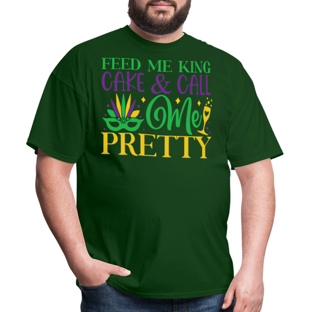 New Orleans Mardi Gras Tee Feed Me King Cake And Call Me Pretty T-shirt - forest green