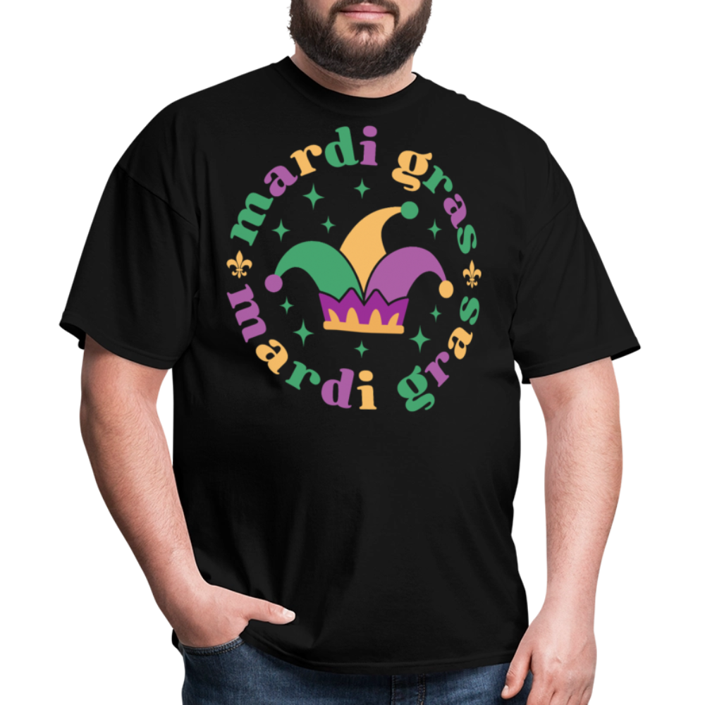 Funny Mardi Gras Jester Hat Unisex T-shirt - black