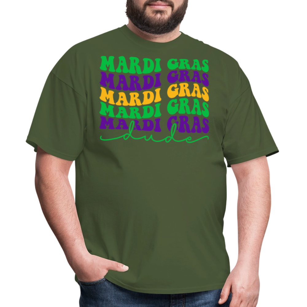 Retro-style Mardi Gras Shirt New Orleans Festival T-shirt - military green