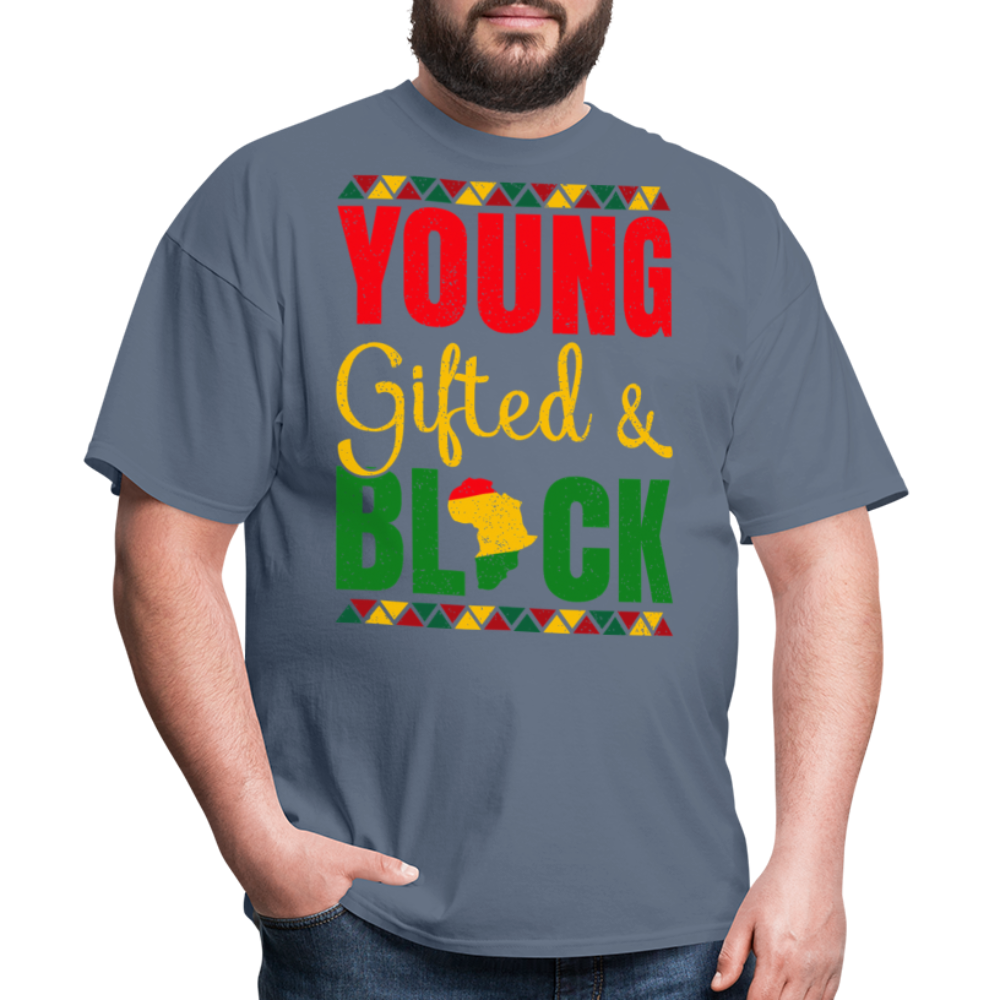 African Heritage Tee Young Gifted and Black T-Shirt - denim