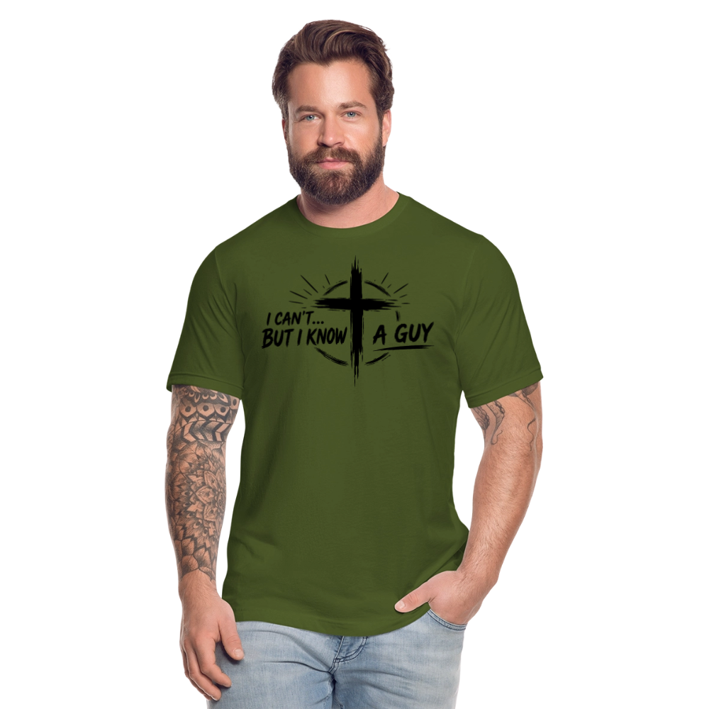 I Can't But I Know A Guy Jesus Cross Unisex T-Shirt | Christian Faith Gift - olive