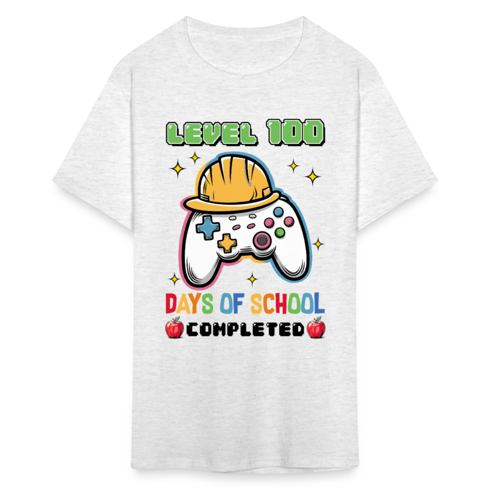 Level 100 Days Of School Gamer Shirt Level Up School Milestone T-shirt - light heather gray