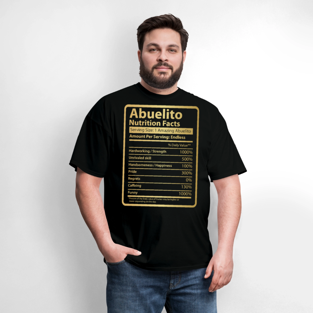 Funny Abuelito Nutrition Facts Hispanic Grandpa Gift T-shirt - black